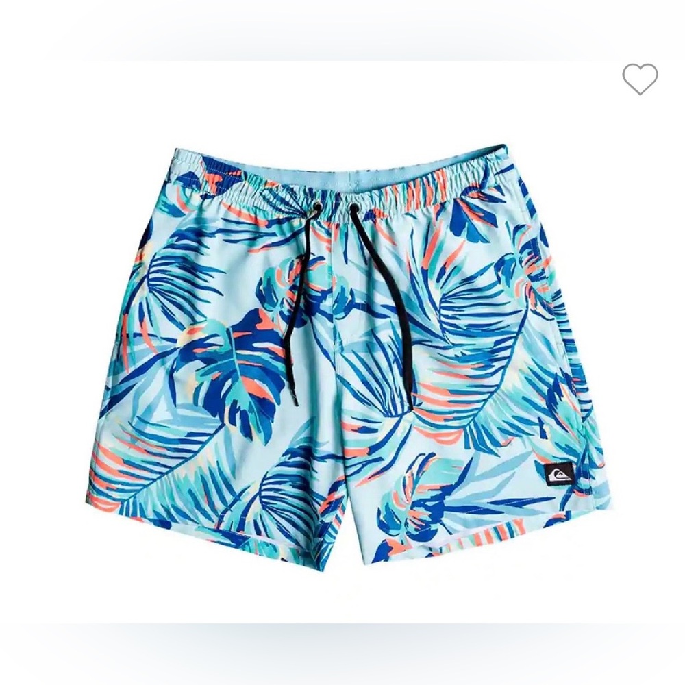 NWT Quicksilver Everyday Volley Swim Short in palm print. Kids size 12/medium